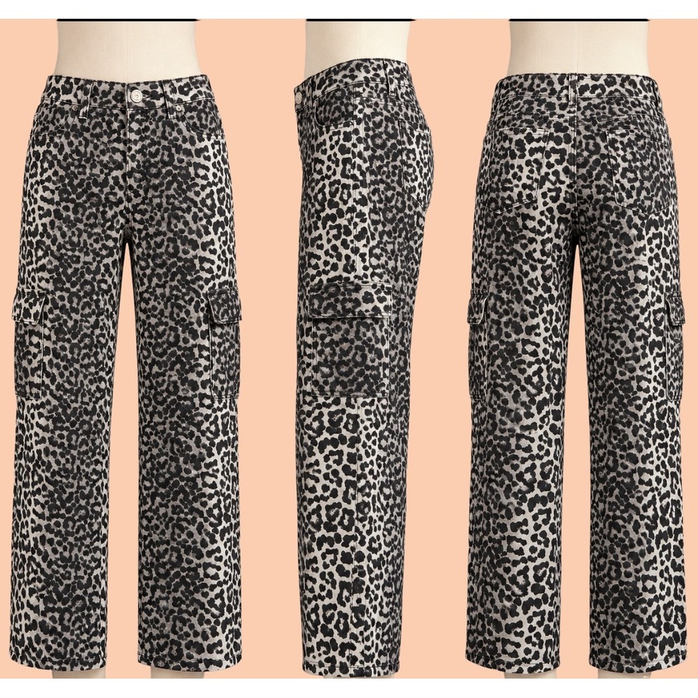 VIP Jeans sz junior's 15 / 16 cargo pants, wide leg, stretch, cheetah print